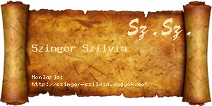 Szinger Szilvia névjegykártya
